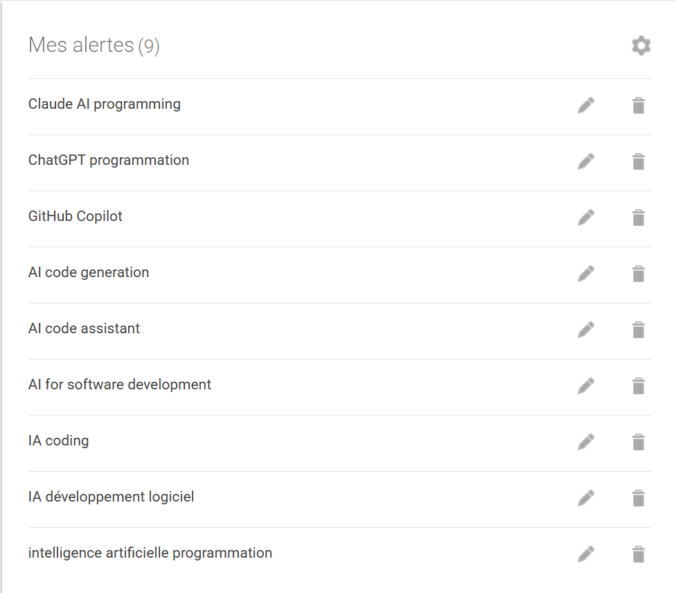 Exemple d'alertes Google